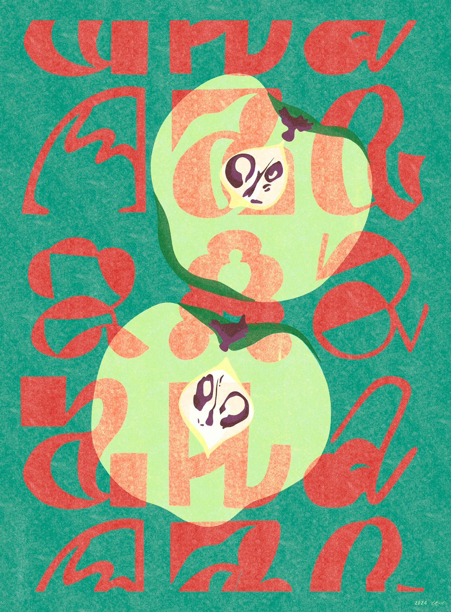 Half n Half Apple, Art Print